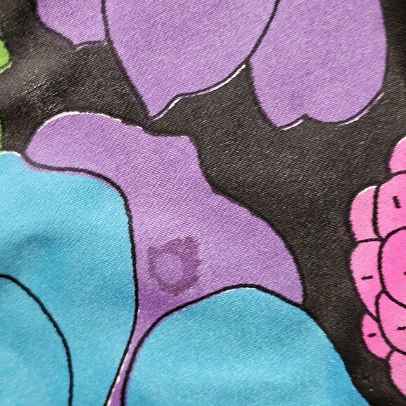 Vintage 60s Satin Foldable Tote Lucite Handle Retro Floral Purse Converts Clutch - Picture 9 of 15